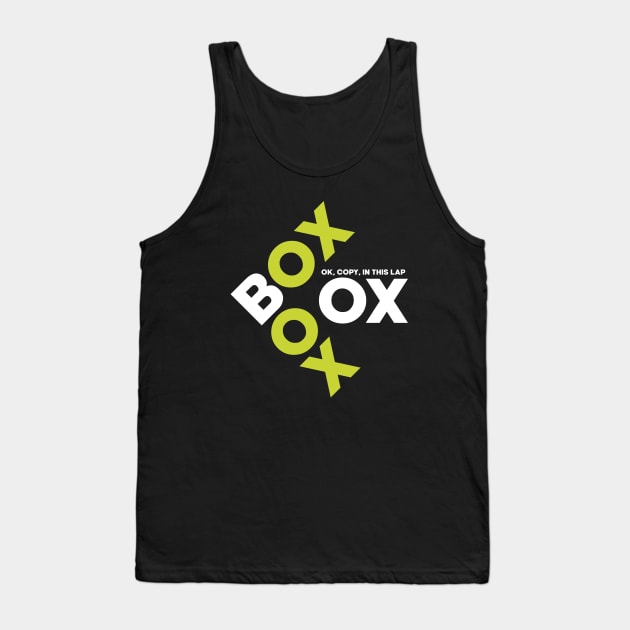 Box Box Box F1 Design Tank Top by DavidSpeedDesign